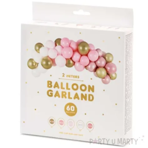 girlanda balonowa bialo rozowo zlota partydeco zestaw x60