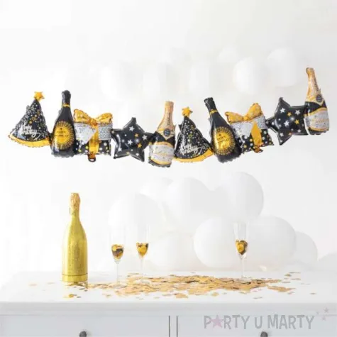 girlanda balonowa drinki i kieliszki czarno zlota partypal 206 cm