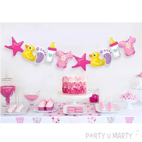 girlanda balonowa foliowa baby shower dziewczynka mix qualatex 208 cm