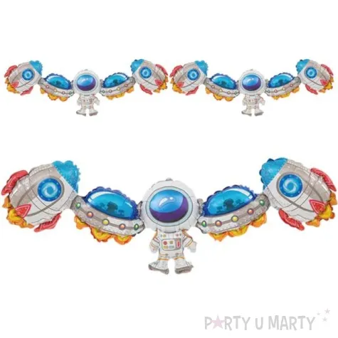 girlanda balonowa kosmos srebrno niebieska partypal 138 cm