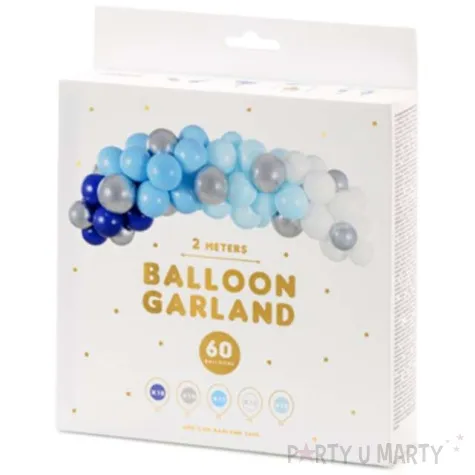 girlanda balonowa niebiesko granatowo srebrna partydeco zestaw x60