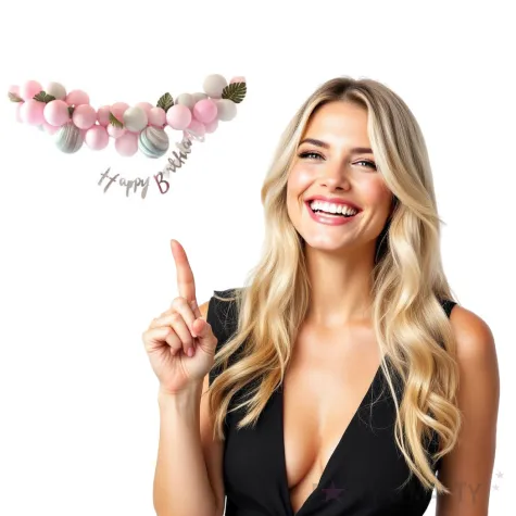 girlanda balonowa rozowo szara z listkami partypal zestaw