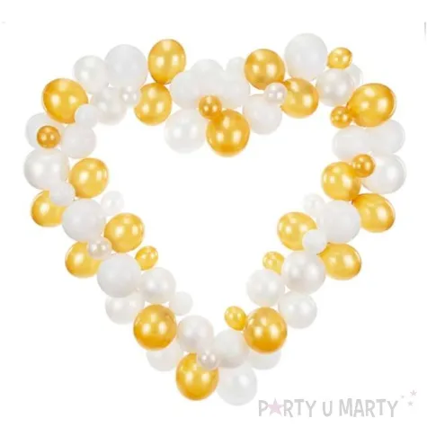 girlanda balonowa serce zloto biala partydeco 166 x 160 cm 68 szt