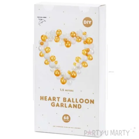 girlanda balonowa serce zloto biala partydeco 166 x 160 cm 68 szt