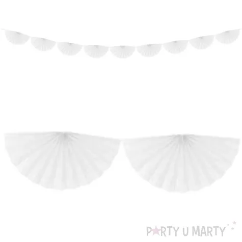 girlanda bibulowa rozety biala partydeco 300x15 cm