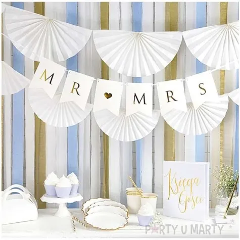 girlanda bibulowa rozety biala partydeco 300x15 cm