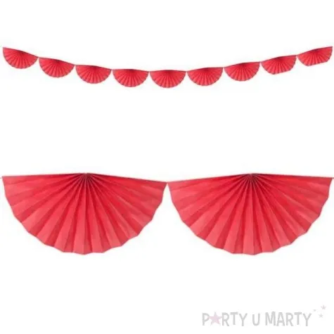 girlanda bibulowa rozety czerwona partydeco 300 cm