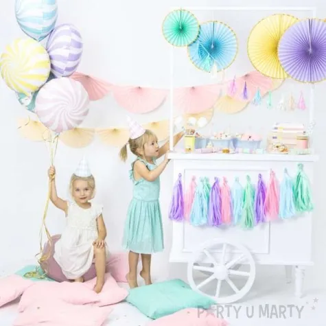 girlanda bibulowa rozety jasny kremowy partydeco 300 cm