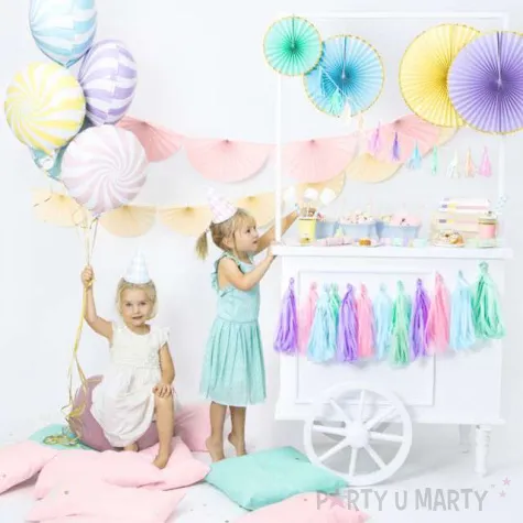 girlanda bibulowa rozety pudrowy roz partydeco 300 cm