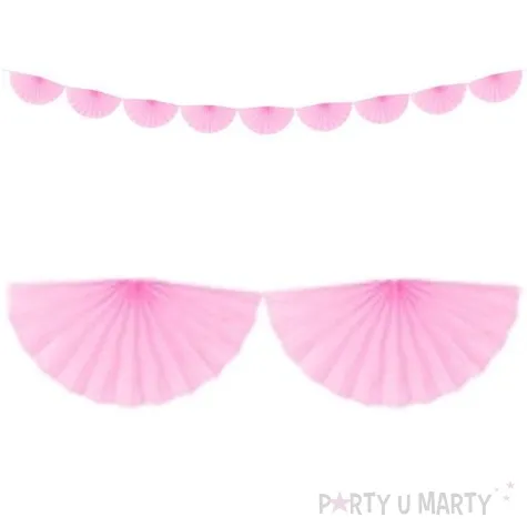 girlanda bibulowa rozety rozowa jasna partydeco 300 x 15 cm