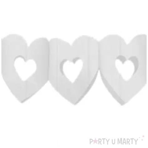 girlanda bibulowa serca podwojne biale 300 cm