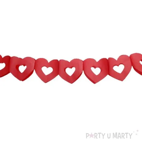 girlanda bibulowa serca podwojne czerwone 300 cm