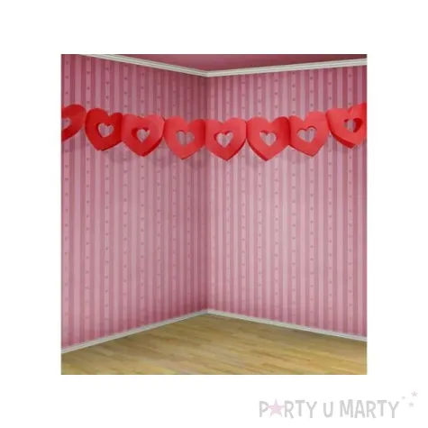 girlanda bibulowa serca podwojne czerwone 300 cm
