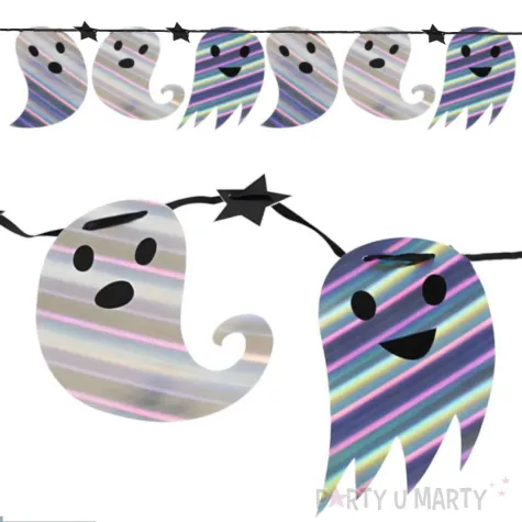 girlanda halloween duszki srebrny opalizujacy smiffys 4 m