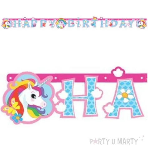 girlanda happy birthday jednorozec amscan 180 cm