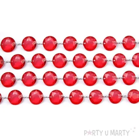 girlanda krysztalowa czerwona 18 mm 100 cm