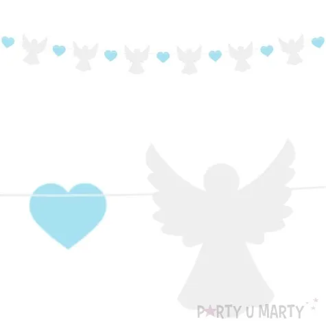 girlanda papierowa aniolki i serduszka niebieski godan 150 cm