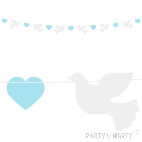 girlanda papierowa golabki i serduszka niebieski godan 150 cm