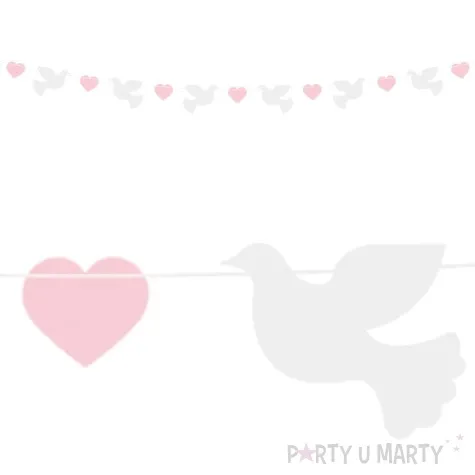 girlanda papierowa golabki i serduszka rozowy godan 150 cm
