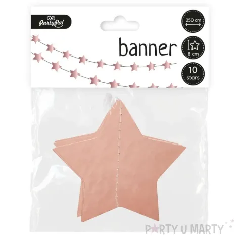 girlanda papierowa gwiazdy rozowe zloto partypal 250 cm