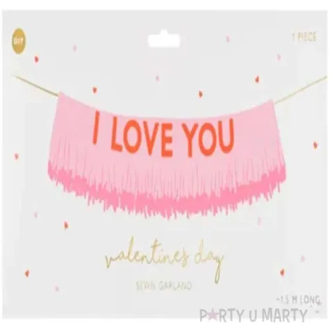 girlanda papierowa i love you rozowa partydeco 150 cm