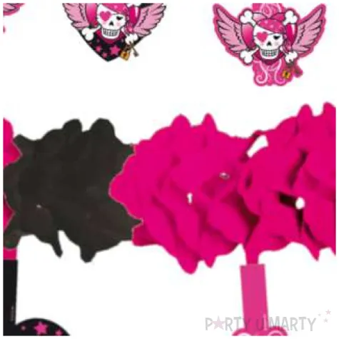 girlanda papierowa pirackie czaszki rozowo czarna folat 400 cm