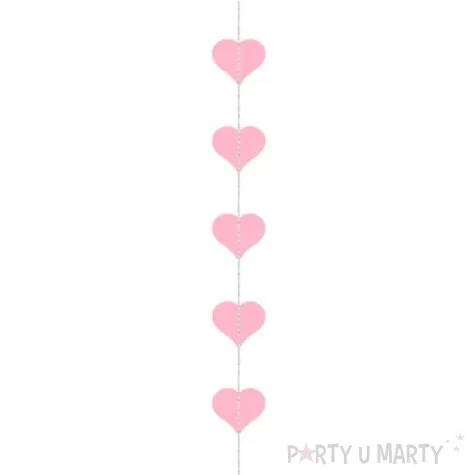 girlanda papierowa serca rozowa jasna partydeco 300 cm