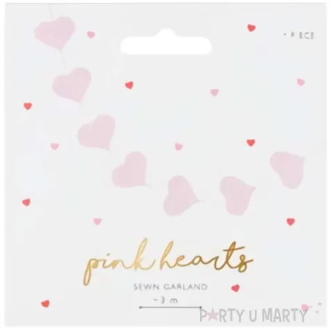 girlanda papierowa serca rozowa jasna partydeco 300 cm