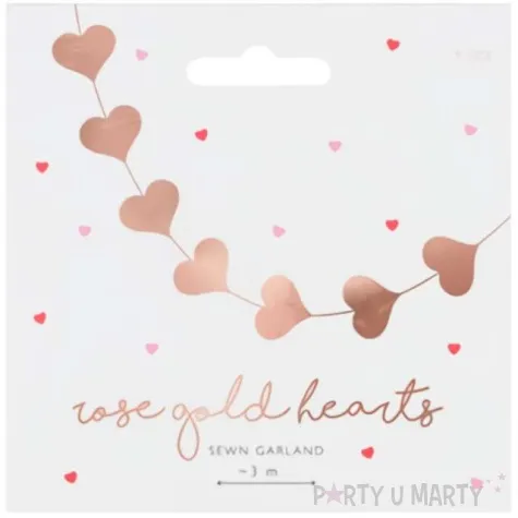 girlanda papierowa serca rozowa zlota partydeco 300 cm