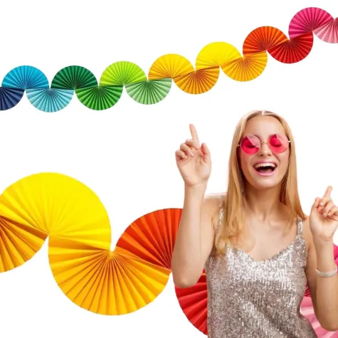 girlanda papierowa teczowe wachlarze partydeco 250 cm