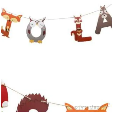 girlanda papierowa zwierzeta lesne sto lat mix arpex 250 cm