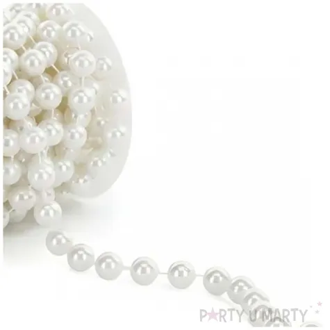 girlanda perlowa sznur perel korale na szpuli dekoracja na wesele komunie 12 mm 5 m