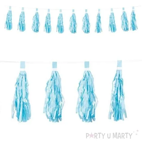 girlanda pompony z fredzlami blekitna boland 300 cm
