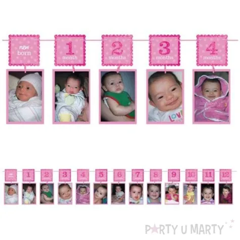 girlanda zdjecia na roczek amscan rozowa 360 cm