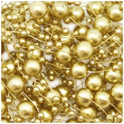girlandy perlowe zloty partydeco 130cm 5 szt
