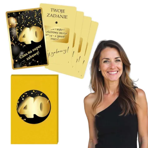 gra towarzyska zabawa na 40 urodziny zdrapki wyzwania karty prezent 8 6x5 4 cm 21 szt