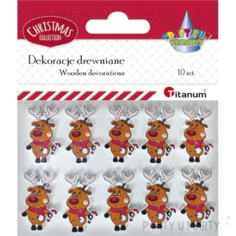 guziki kreatywne reniferki brazowe titanum 10 szt