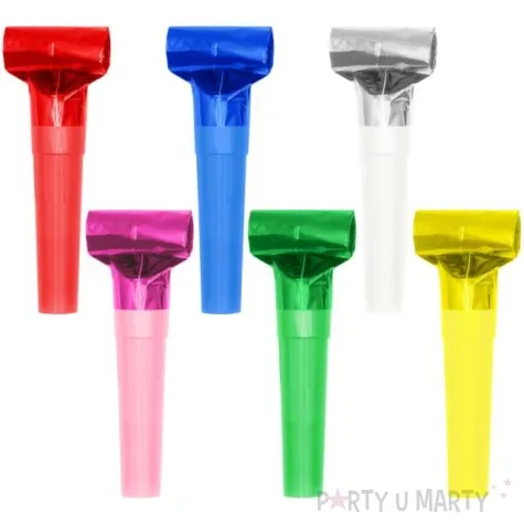 gwizdki papierowe kolorowe trabki mix partypal 6 szt