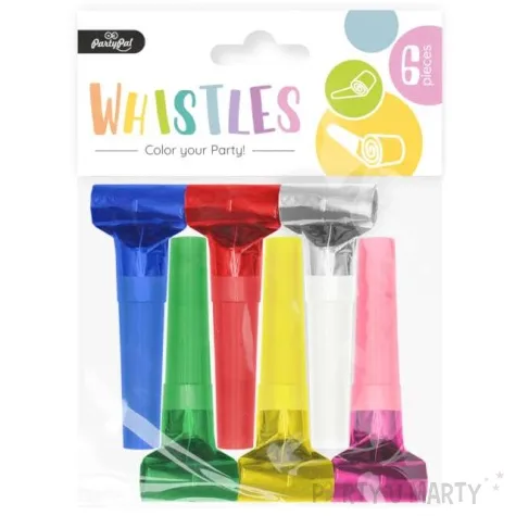 gwizdki papierowe kolorowe trabki mix partypal 6 szt