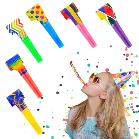 gwizdki papierowe kolorowy mix wzorow godan 6 szt