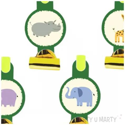 gwizdki papierowe safari zwierzeta zloty congee 6 szt