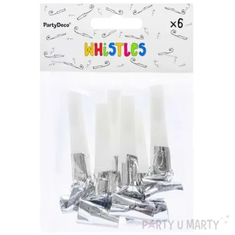 gwizdki srebrny 6 szt partydeco