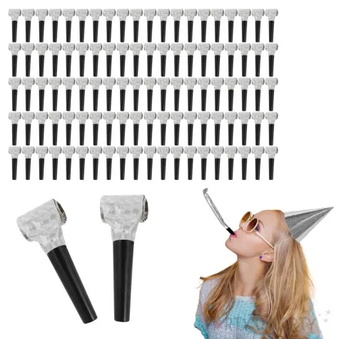 gwizdki zwijane holograficzne czarny ustnik srebrny godan 100 szt