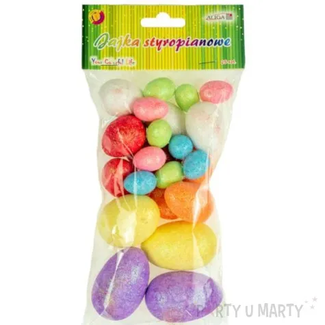 jajka styropianowe brokatowe pisanki mix aliga 25 szt