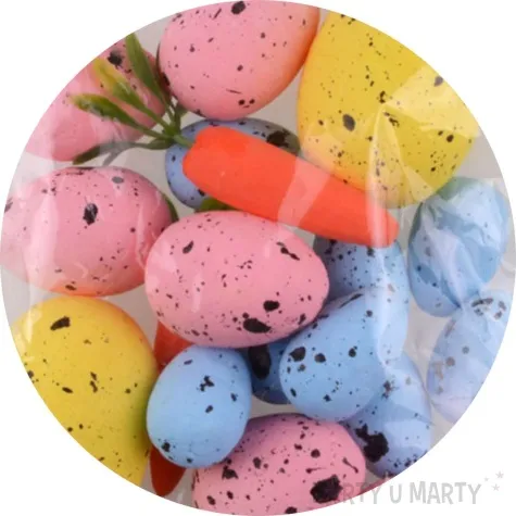 jajka styropianowe nakrapiane z marchewka mix arpex 3 5 5 cm 18 szt