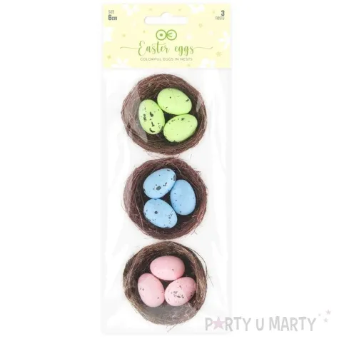 jajka wielkanocne pisanki w gniazdkach partypal 3 szt