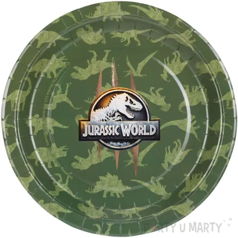 jednorazowe naczynia na urodziny dekoracje stolu talerzyki papierowe jurassic world 23 cm x6