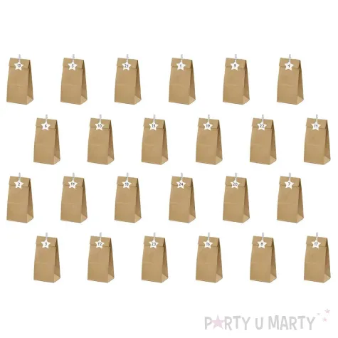 kalendarz adwentowy torebki kraftowe prezent na boze narodzenie dekoracja na swieta 24 szt