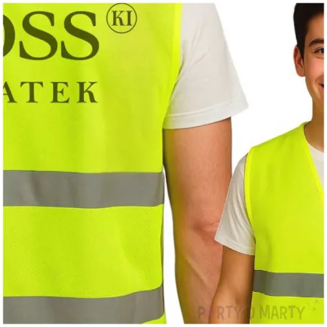 kamizelka odblaskowa ze smiesznym nadrukiem z napisem bosski 18 latek na prezent