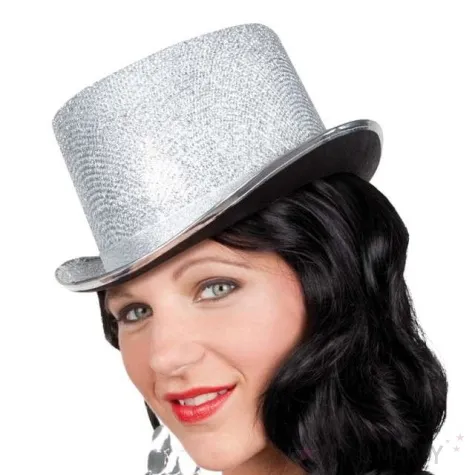 kapelusz brokat glitz srebrny godan